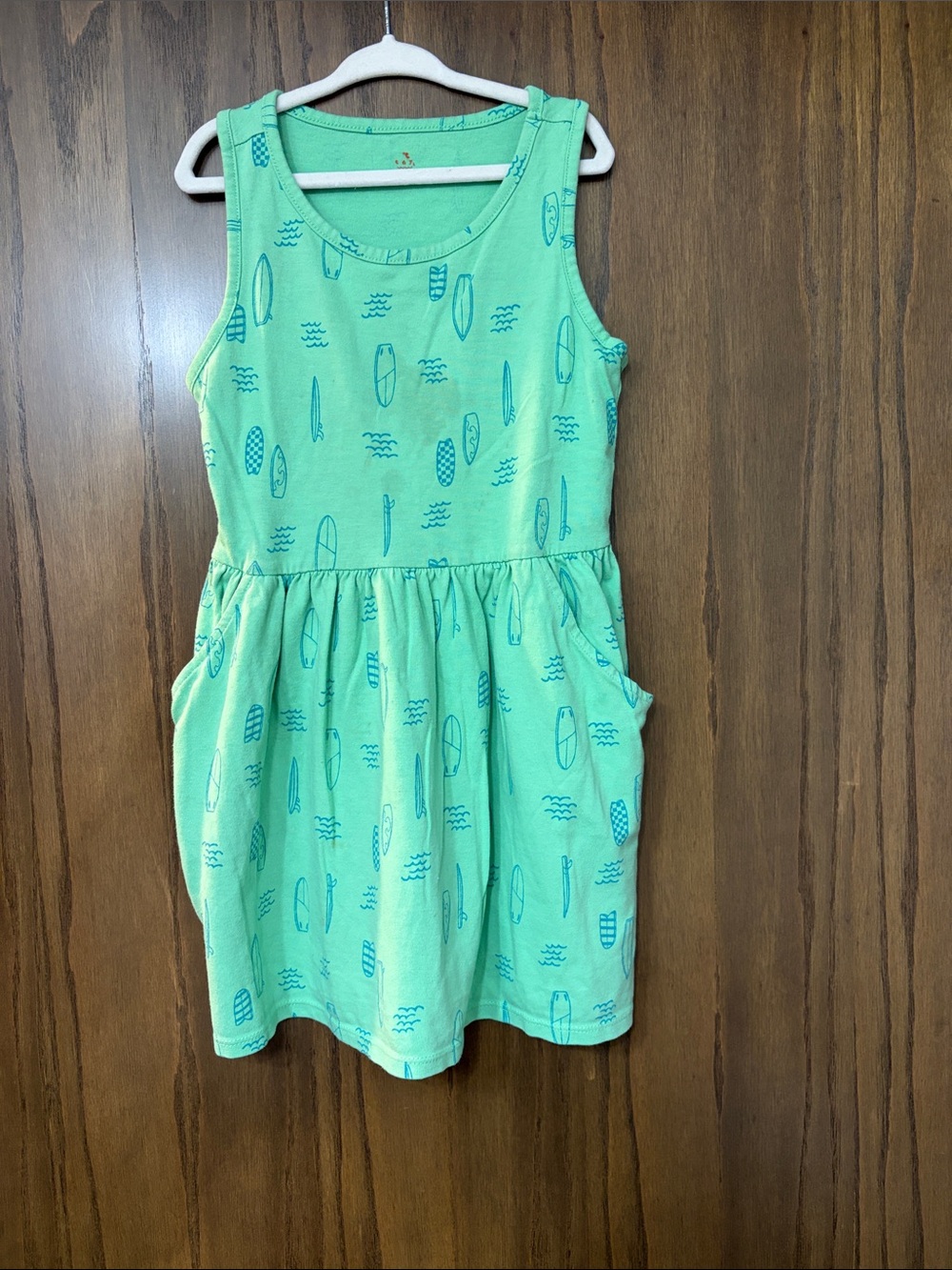 Cat & Jack Green Sleeveless Surfboard Print Dress